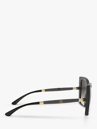 Dolce & Gabbana DG6138 Women's Butterfly Sunglasses, Black/Grey Gradient