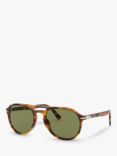 Persol PO3235S Women's Aviator Sunglasses, Light Havana/Green