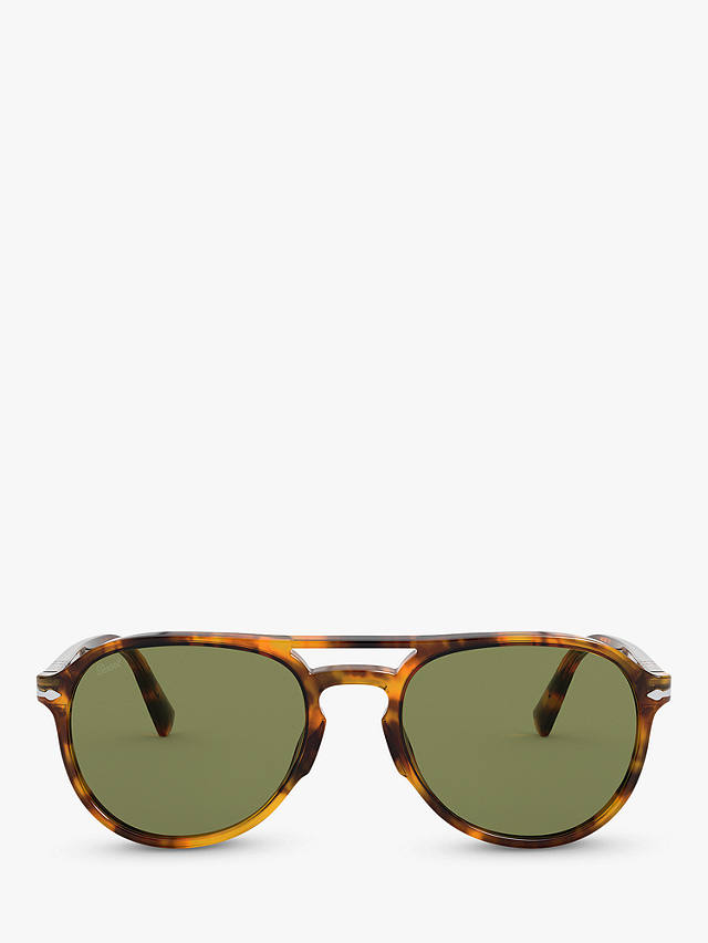 Persol PO3235S Women's Aviator Sunglasses, Light Havana/Green