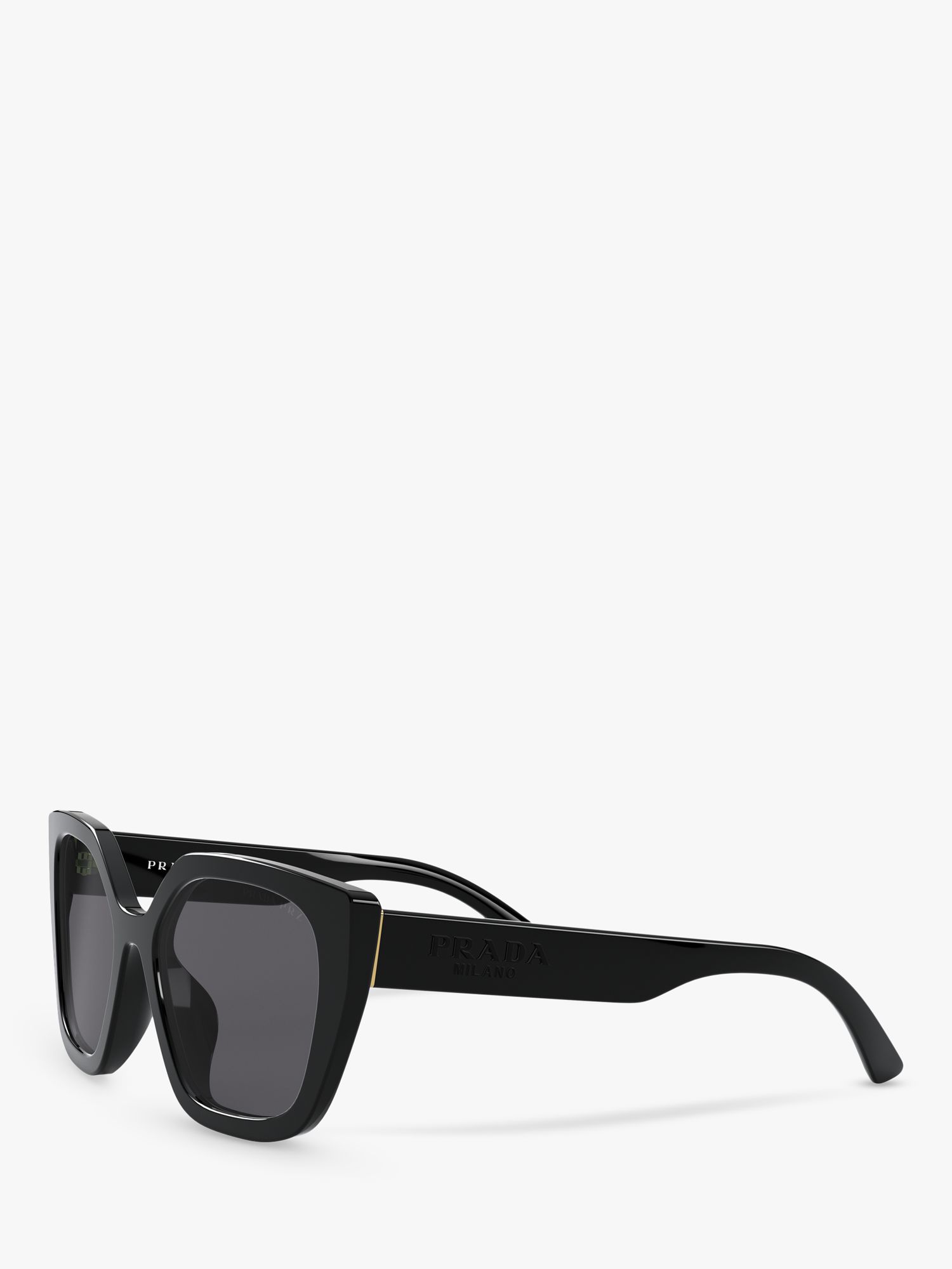 Prada PR 24XS Women's Polarised Square Sunglasses, Black/Grey at John ...