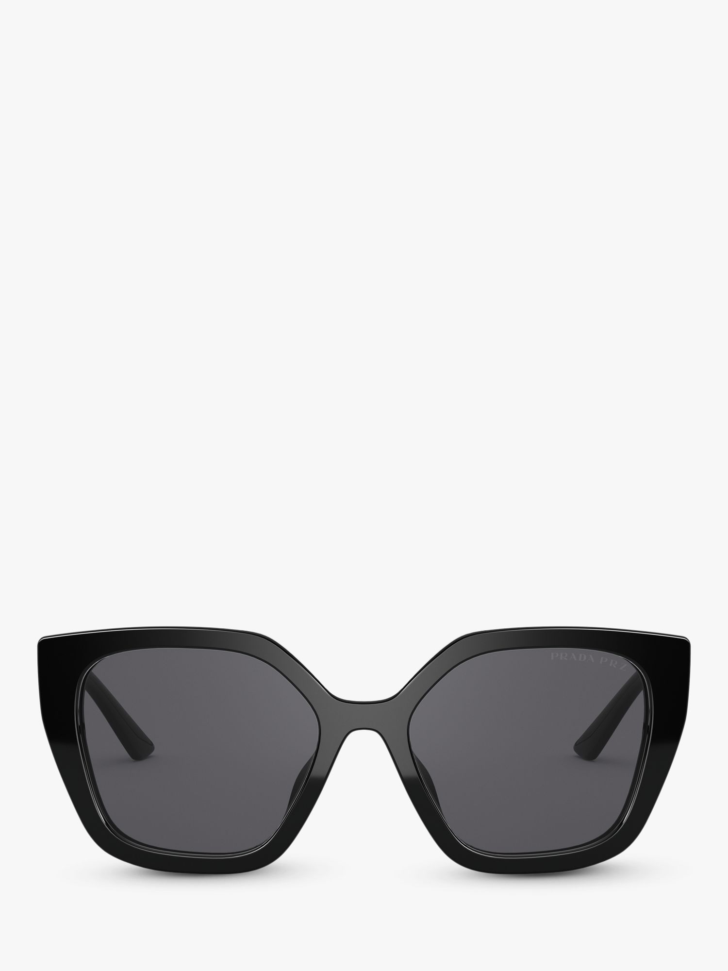 Prada PR 24XS Women's Polarised Square Sunglasses, Black/Grey at John Lewis & Partners