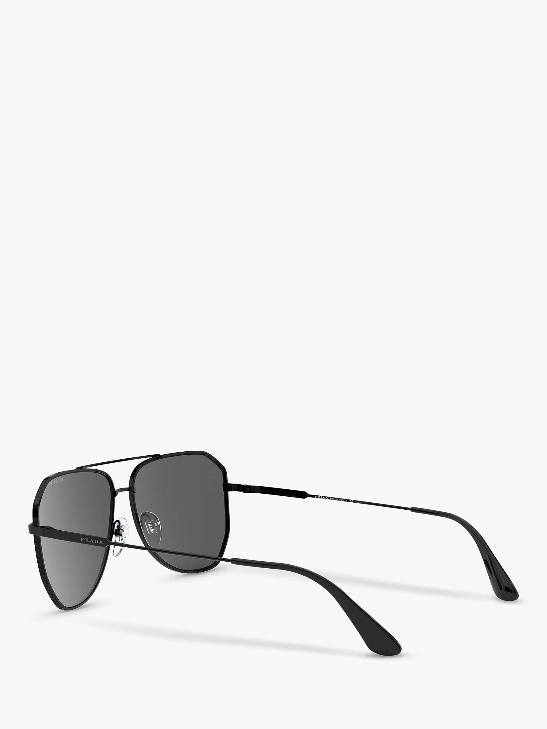 Buy Prada PR 63XS Men's Polarised Aviator Sunglasses, Black/Grey Online at johnlewis.com