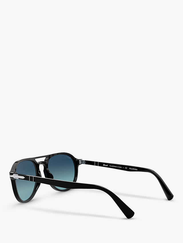 Persol PO3235S Women's Polarised Aviator Sunglasses, Black/Blue Gradient