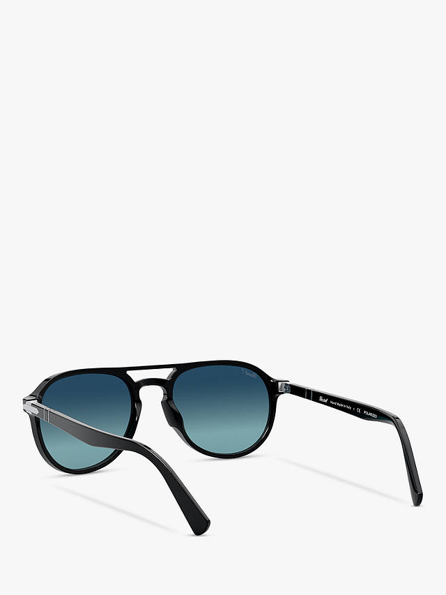 Persol PO3235S Women's Polarised Aviator Sunglasses, Black/Blue Gradient