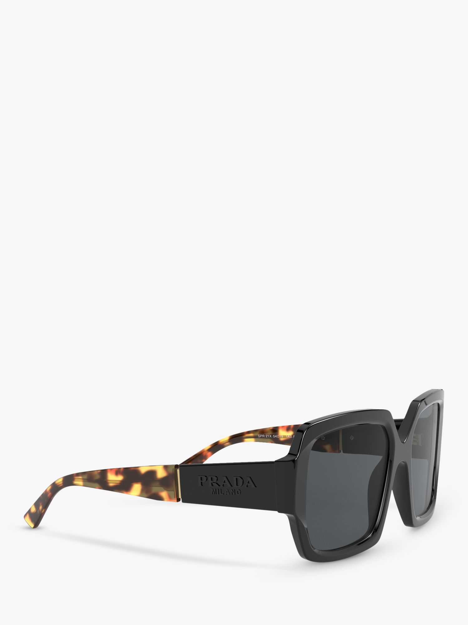 Prada PR 21XS Women's Polarised Chunky Square Sunglasses, Matte Black/Grey at John Lewis & Partners