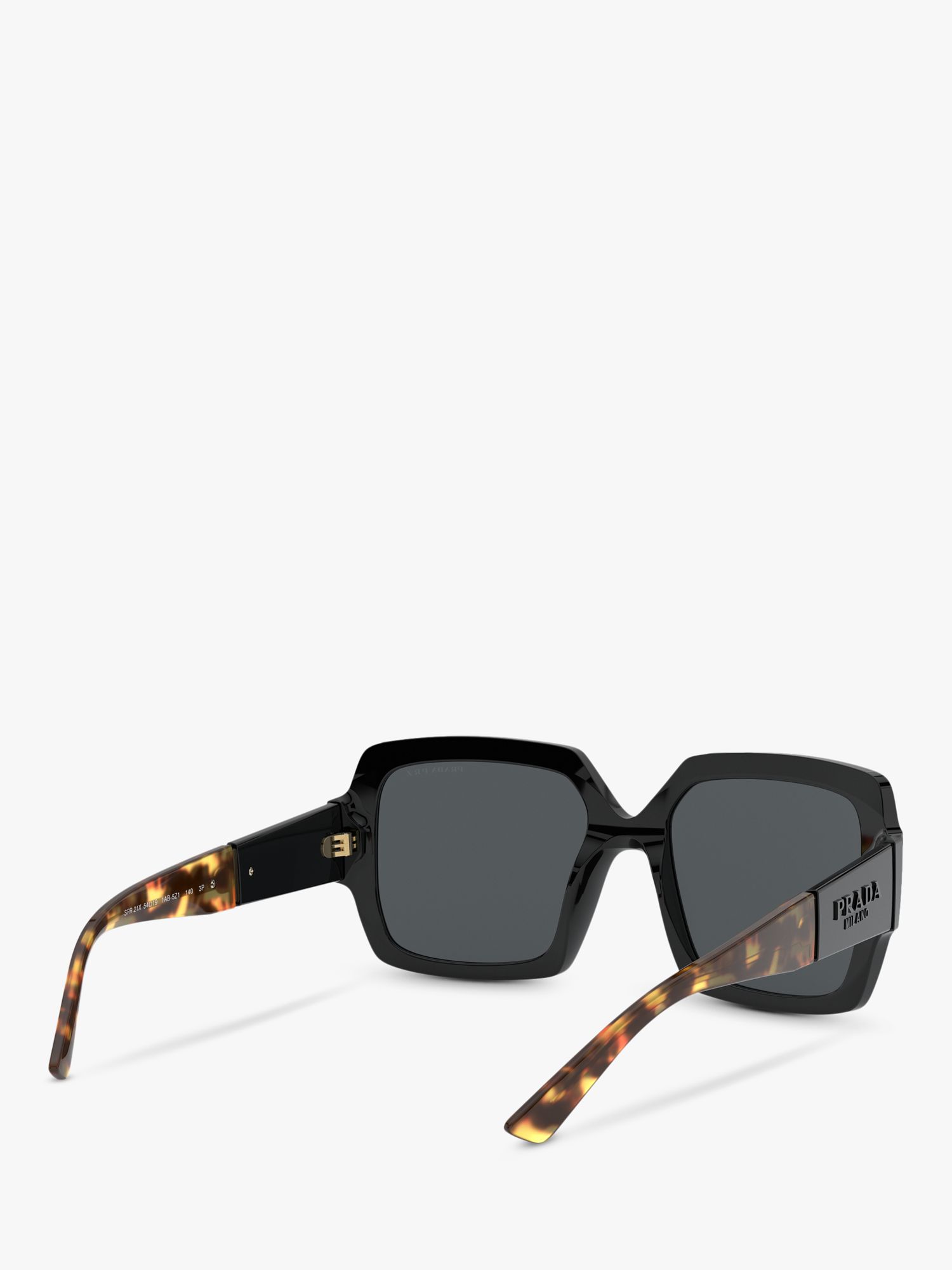 Prada PR 21XS Women's Polarised Chunky Square Sunglasses, Matte Black ...