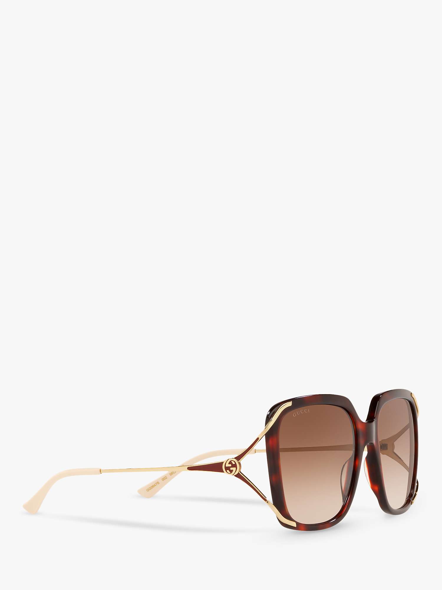 Gucci GG0647S Women's Statement Square Sunglasses, Red Havana/Brown  Gradient at John Lewis & Partners
