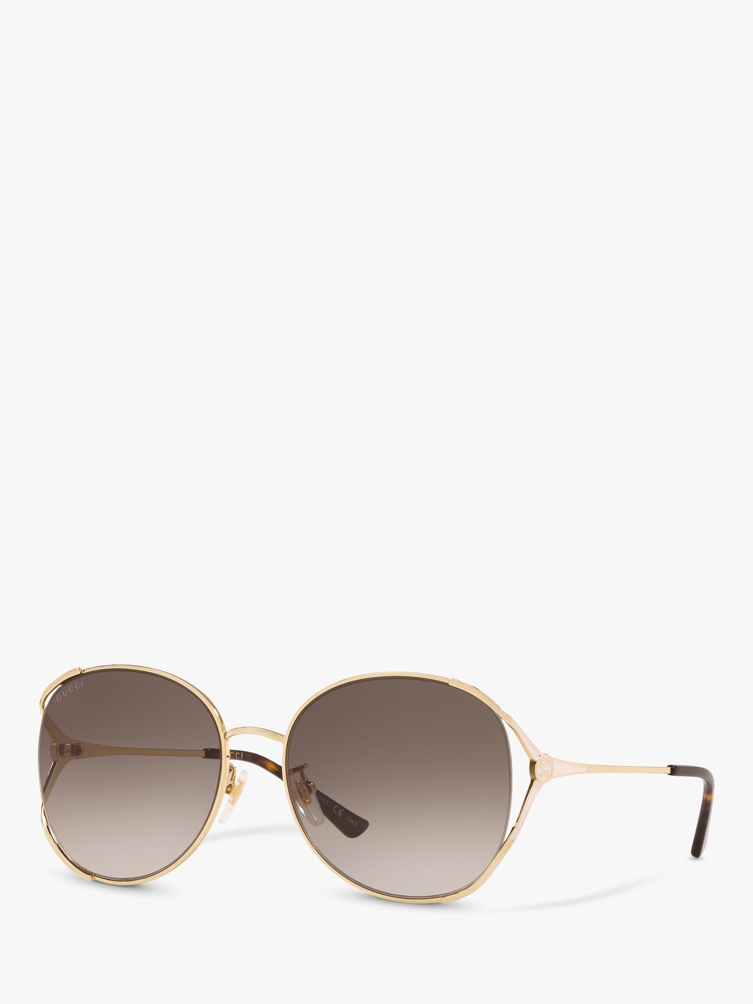 Gucci GG0650SK Women's Round Sunglasses, Gold/Brown Gradient