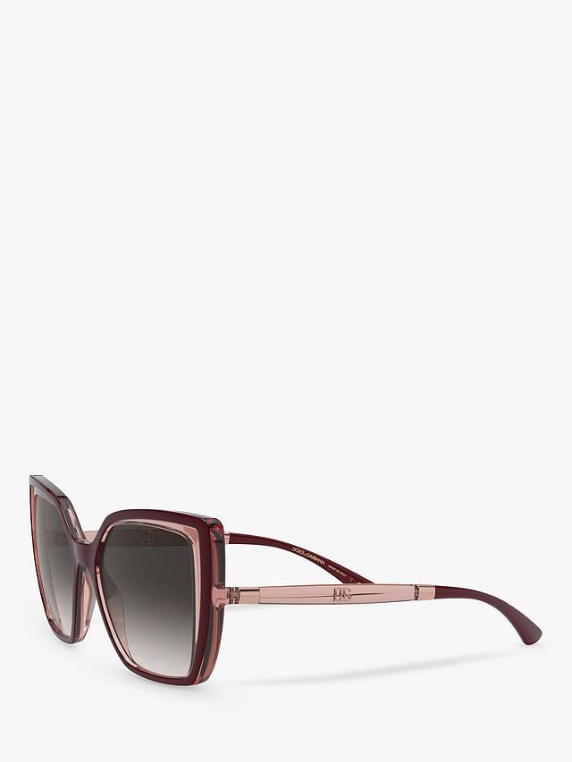 Dolce & Gabbana DG6138 Women's Butterfly Sunglasses, Burgundy/Grey Gradient