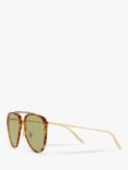 Gucci GG0672S Women's Aviator Sunglasses, Light Havana/Green