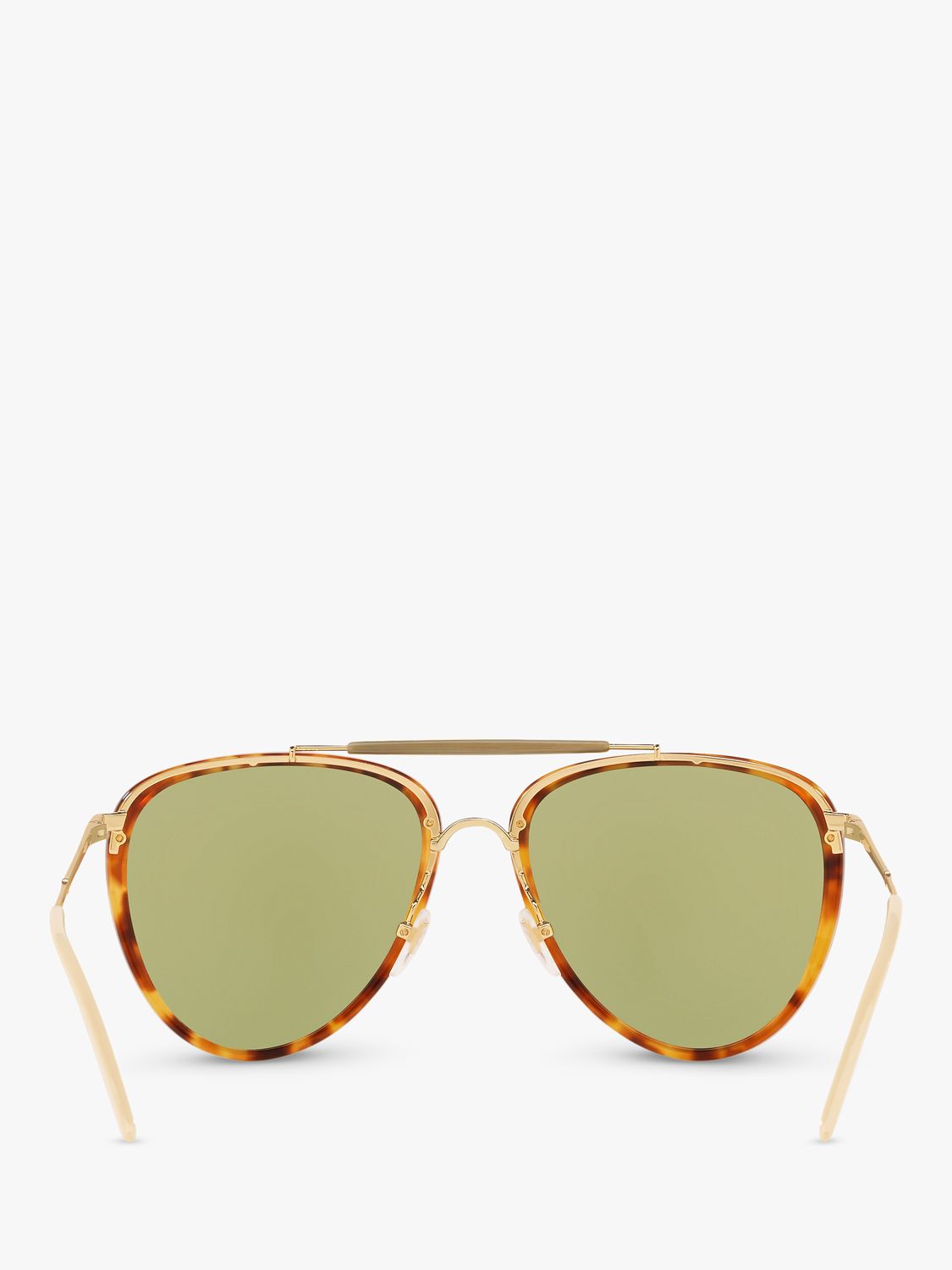 Gucci GG0672S Women's Aviator Sunglasses, Light Havana/Green at John ...