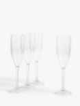 John Lewis Plastic Champagne Flutes, Set of 4, 180ml, Clear