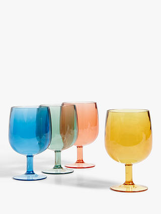 John Lewis Stacking Plastic Picnic Wine Glasses, 250ml, Set of 4, Multi