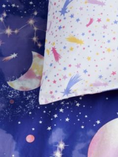 little home at John Lewis Constellation Glow in the Dark Reversible Cotton Duvet Cover and Pillowcase Set, Single, Blue