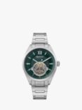Ingersoll I10903 Men's The Shelby Automatic Heartbeat Bracelet Strap Watch, Silver/Green