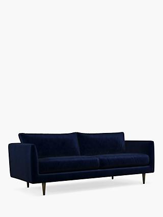 John Lewis + Swoon Latimer Large 3 Seater Sofa, Caspian Blue Velvet