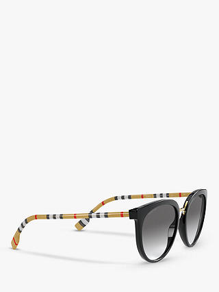 Burberry BE4316 Women's Oval Sunglasses, Black/Grey Gradient