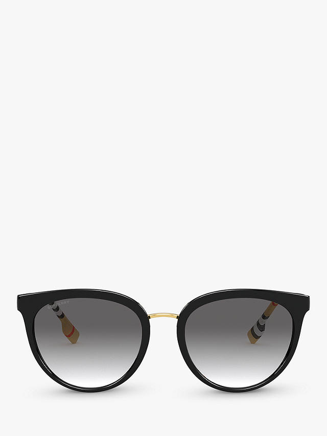 Burberry BE4316 Women's Oval Sunglasses, Black/Grey Gradient