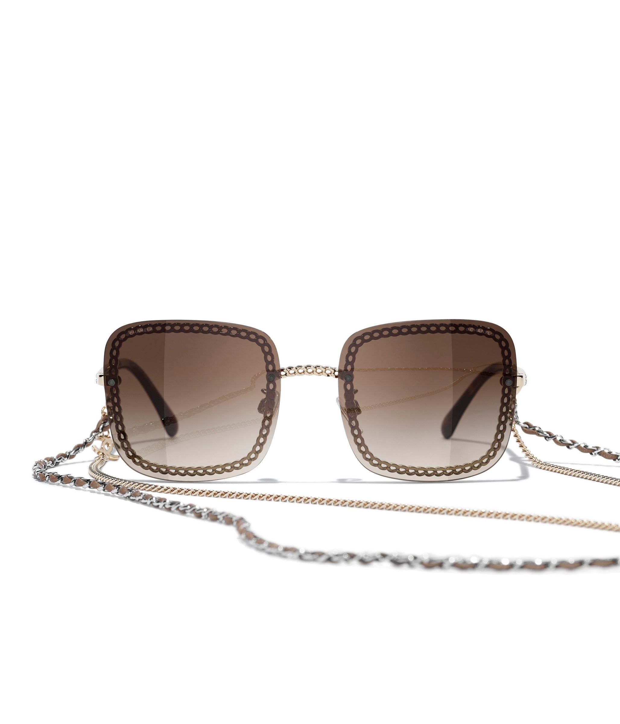 CHANEL Square Sunglasses CH4244 Pale Gold/Brown Gradient at John Lewis &  Partners