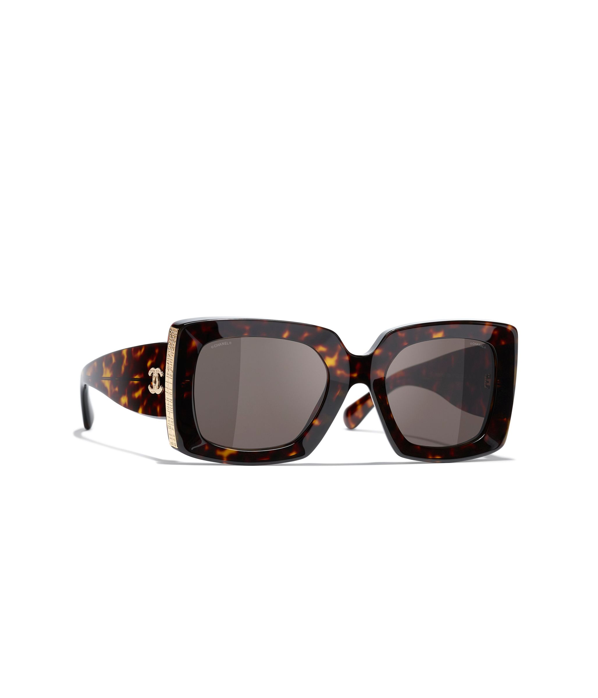 CHANEL Square Sunglasses CH5435 Havana/Brown Gradient at John Lewis ...
