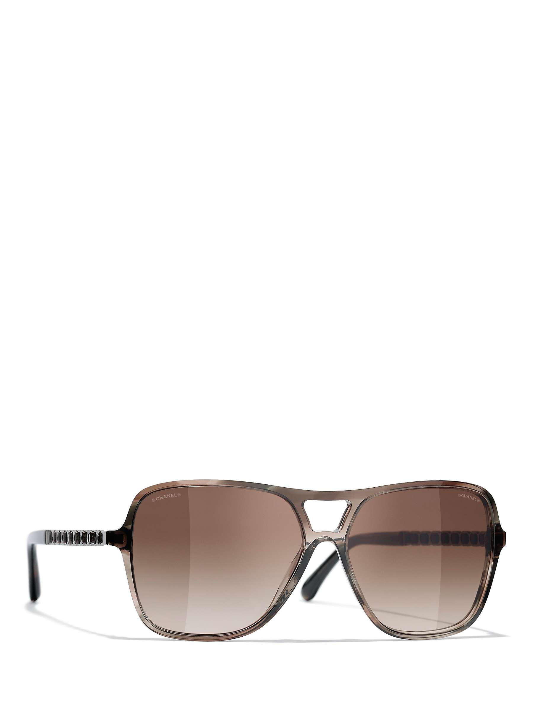 CHANEL Square Sunglasses CH5439Q Striped Grey/Brown Gradient at John Lewis  & Partners