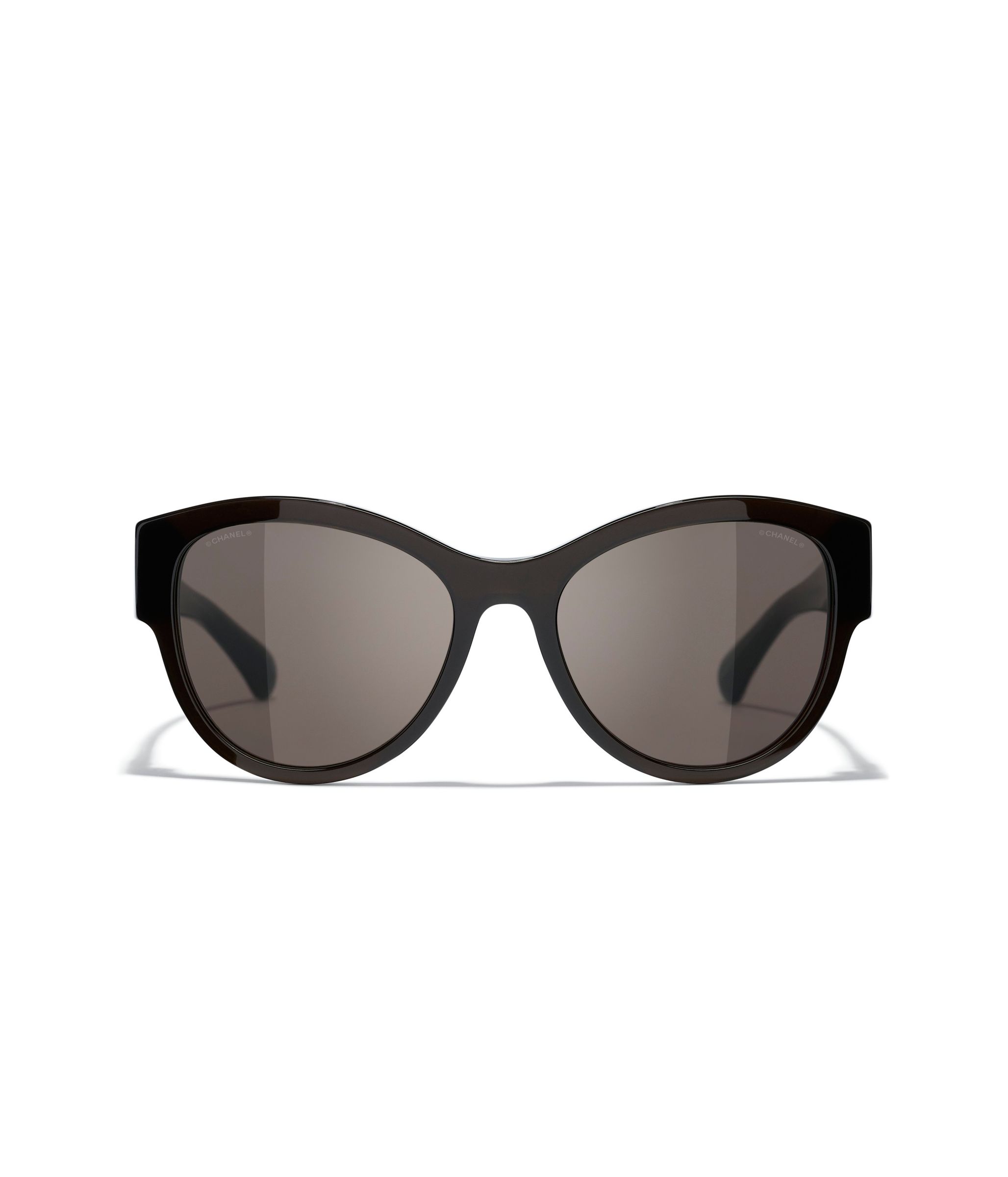 CHANEL Oval Sunglasses CH5467B Black/Grey at John Lewis & Partners