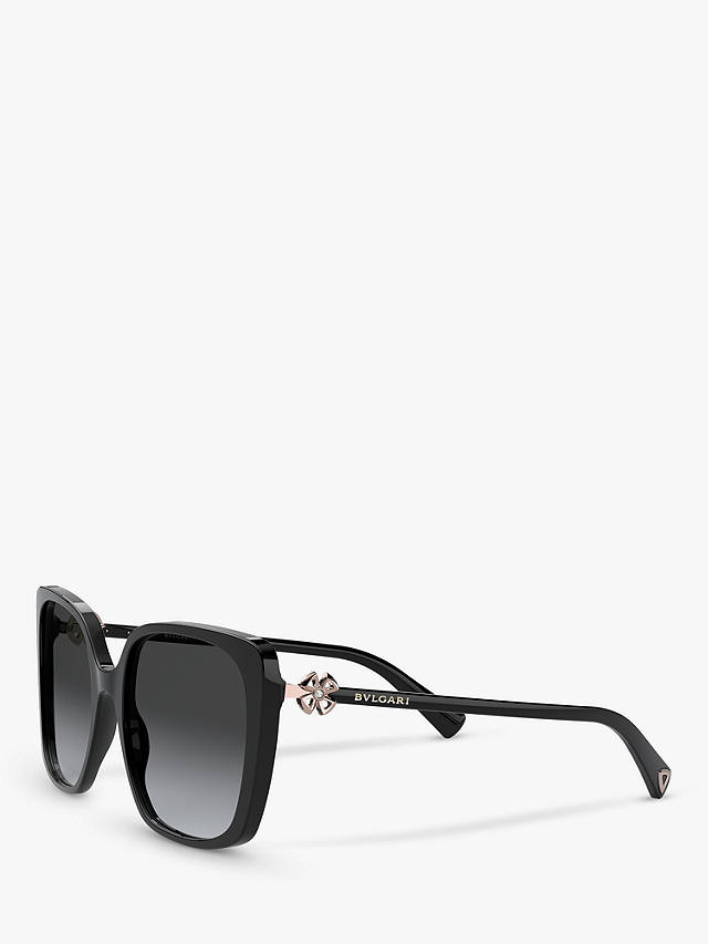 BVLGARI BV8225B Women's Polarised Square Sunglasses, Black