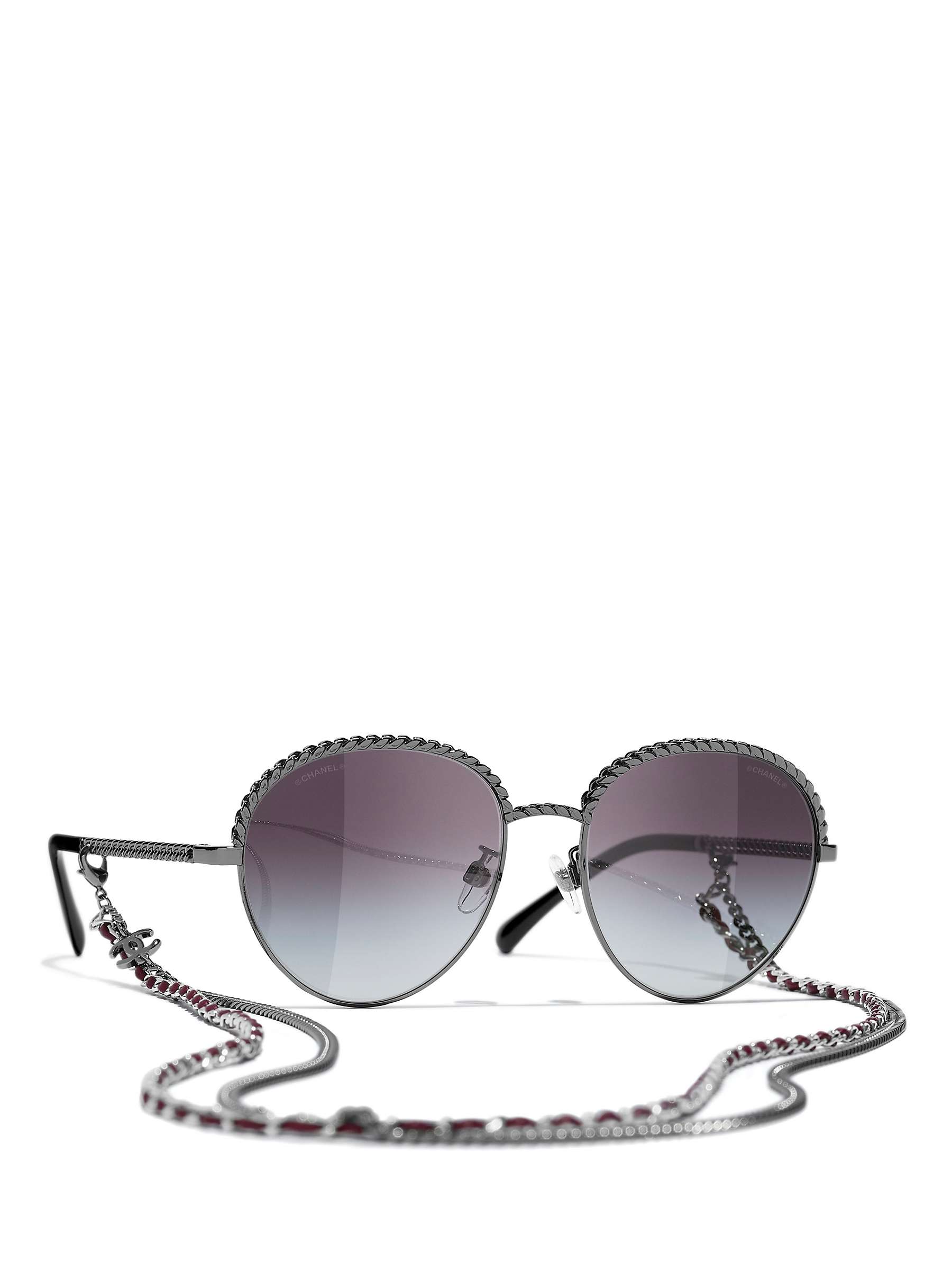 CHANEL Oval Sunglasses CH4242 Grey/Grey Gradient at John Lewis & Partners