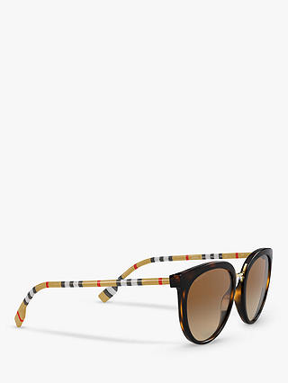 Burberry BE4316 Women's Polarised Oval Sunglasses, Dark Havana/Brown Gradient