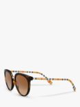 Burberry BE4316 Women's Polarised Oval Sunglasses, Dark Havana/Brown Gradient