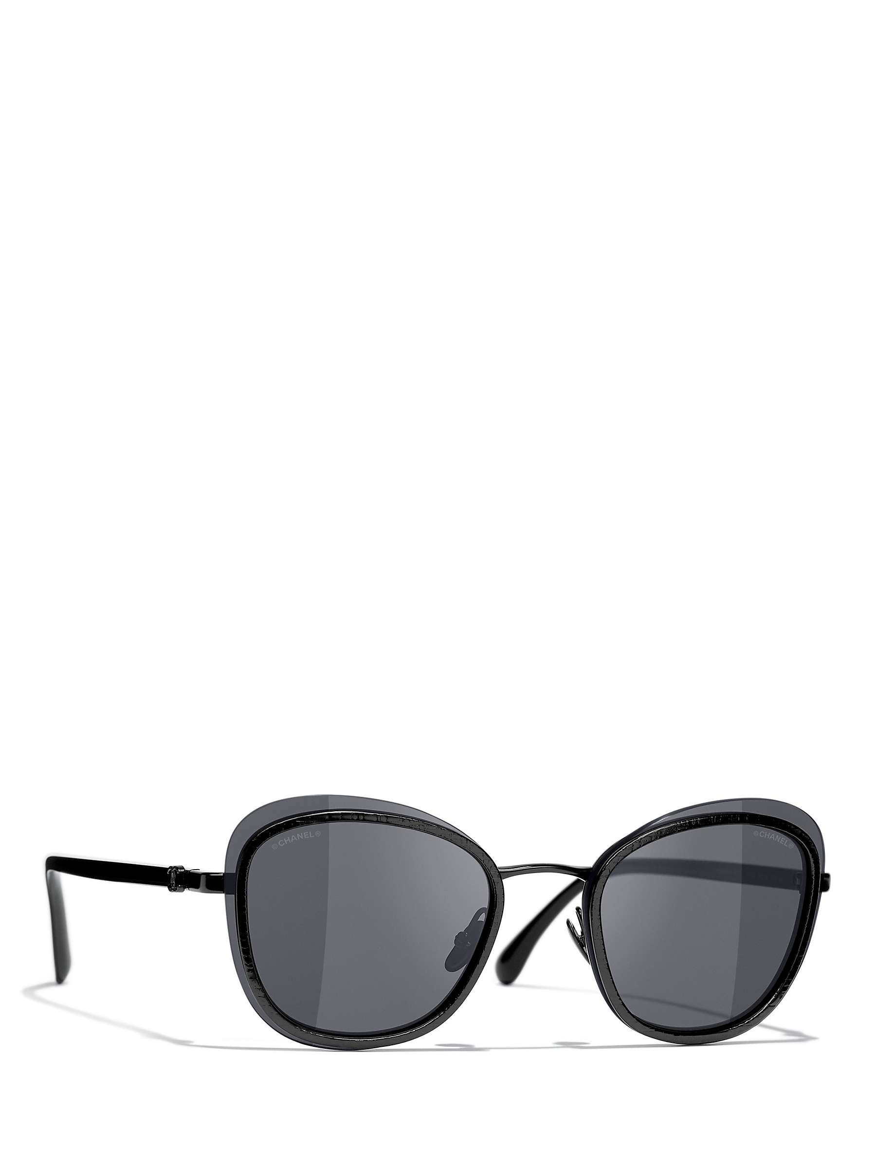 Buy CHANEL Oval Sunglasses CH4264 Black/Green Online at johnlewis.com