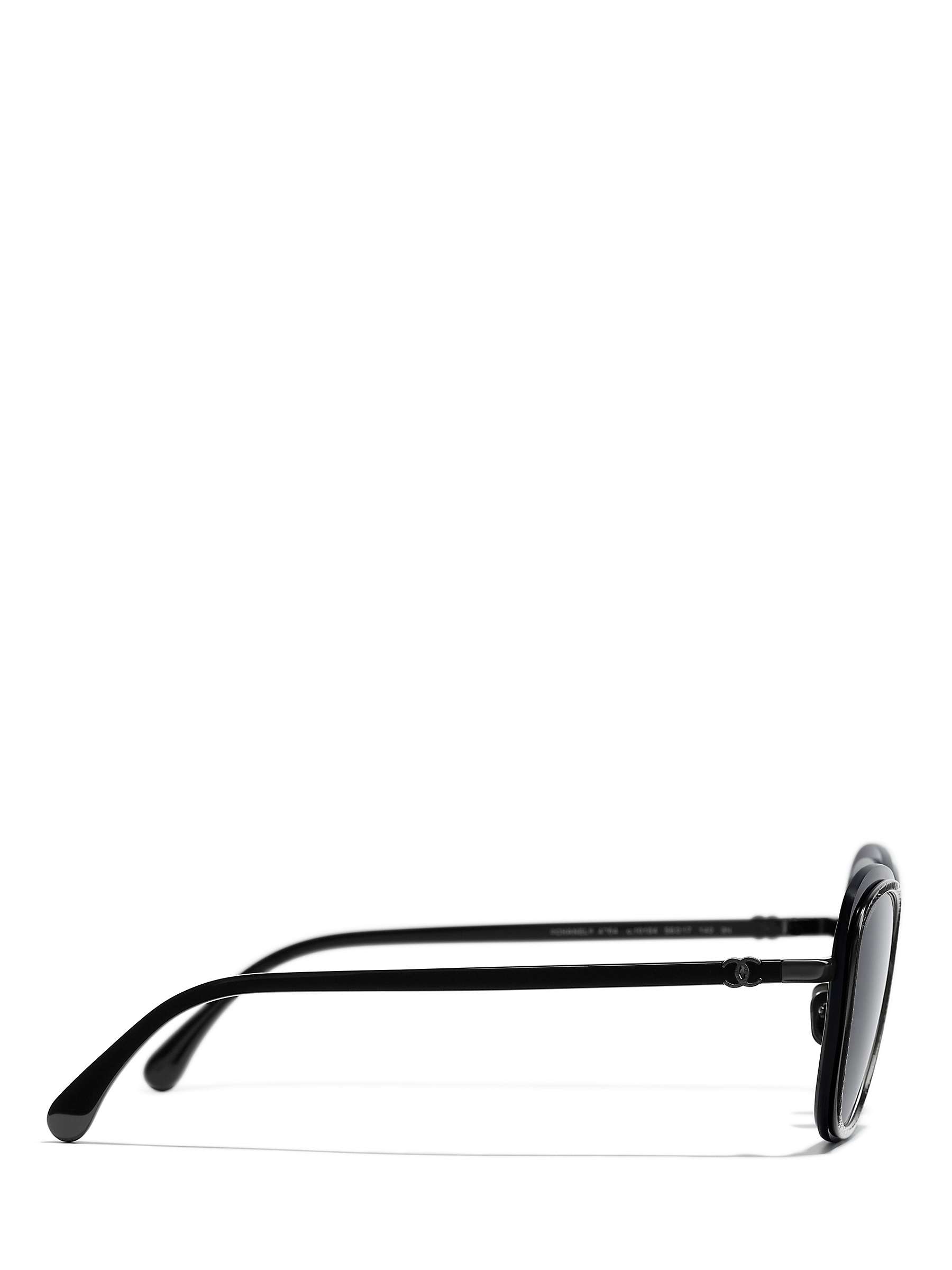 Buy CHANEL Oval Sunglasses CH4264 Black/Green Online at johnlewis.com