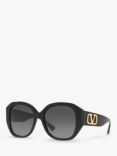 Valentino VA4079 Women's Butterfly Sunglasses, Black/Grey Gradient