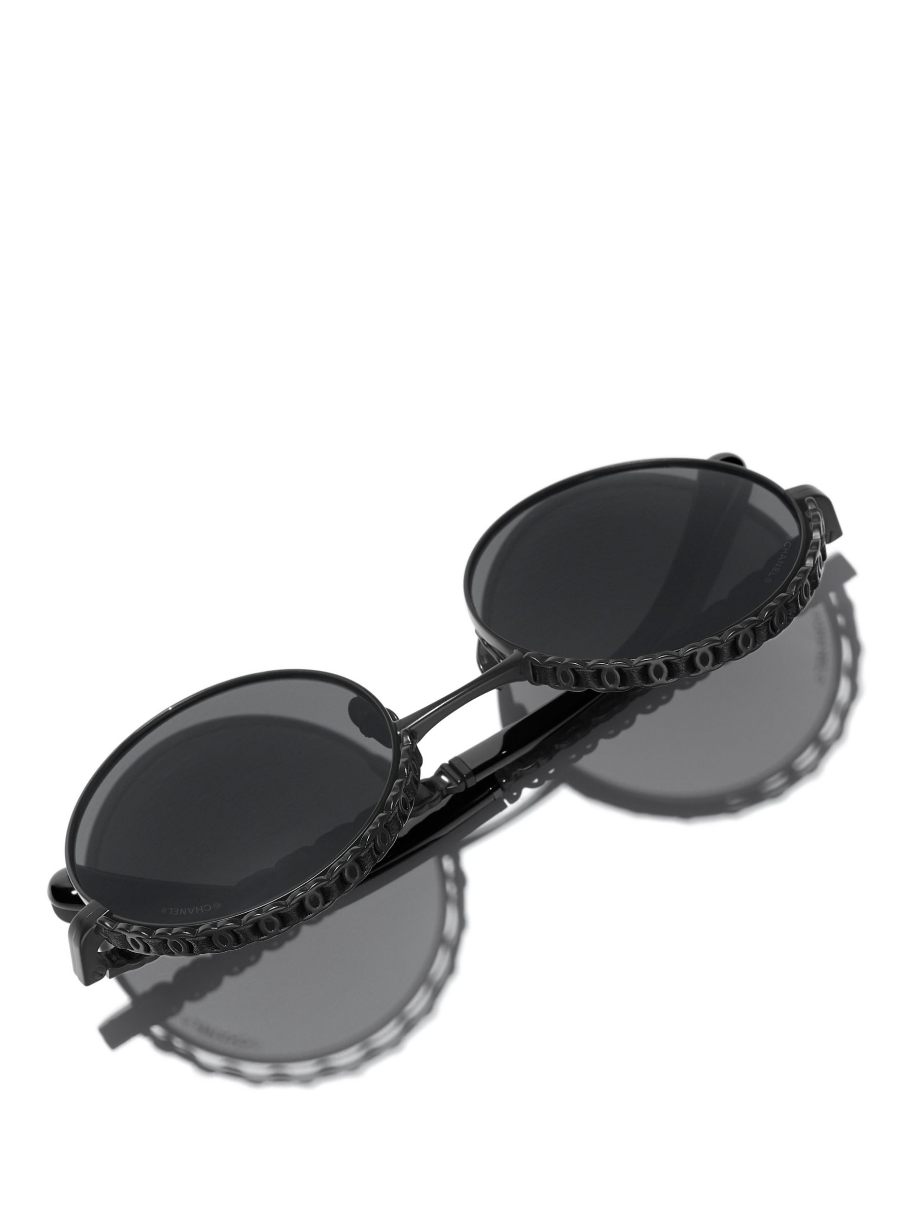CHANEL Round Sunglasses CH4265Q Black at John Lewis & Partners