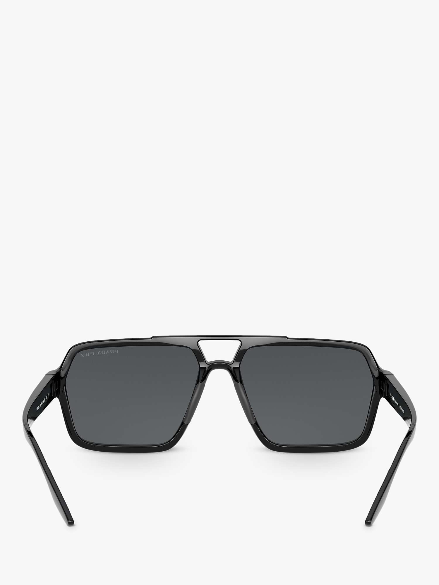 Buy Prada PS 01XS Men's Polarised Rectangular Sunglasses, Black/Grey Online at johnlewis.com