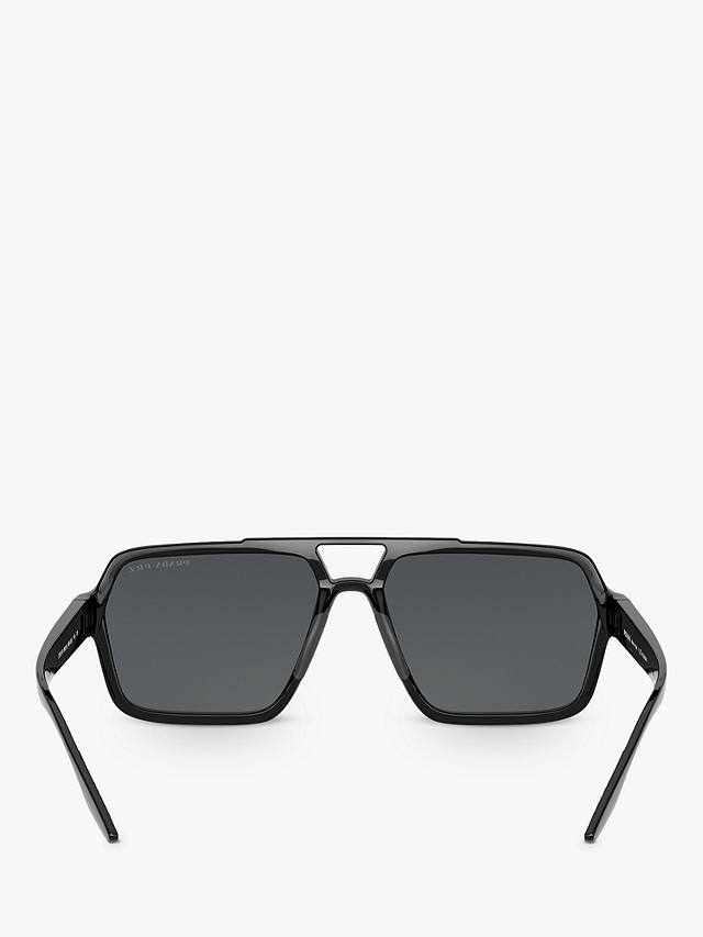 Prada PS 01XS Men's Polarised Rectangular Sunglasses, Black/Grey
