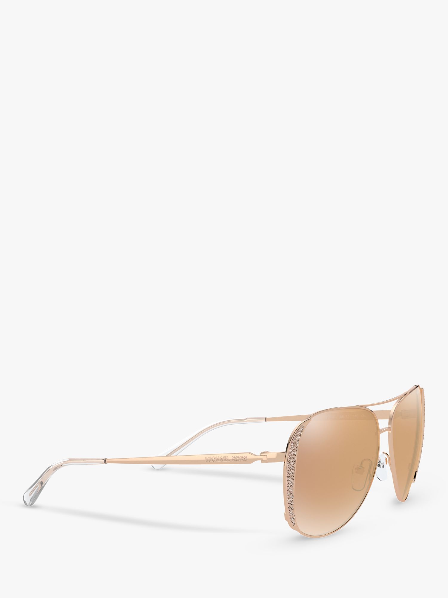 Michael Kors MK1082 Chelsea Glam Women's Pilot Sunglasses, Rose Gold/Rose  Gold Flash at John Lewis & Partners