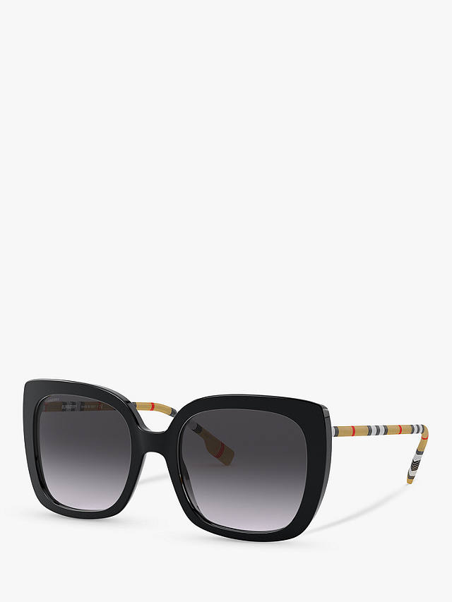 Burberry BE4323 Women's Caroll Square Sunglasses, Black/Grey Gradient