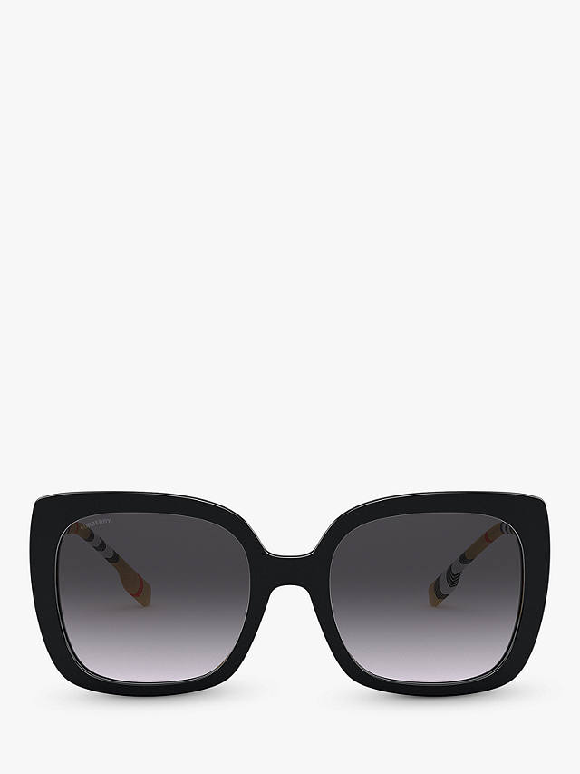 Burberry BE4323 Women's Caroll Square Sunglasses, Black/Grey Gradient