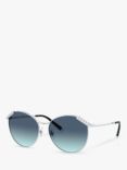 Tiffany & Co TF3073B Women's Round Sunglasses, Silver/Blue Gradient