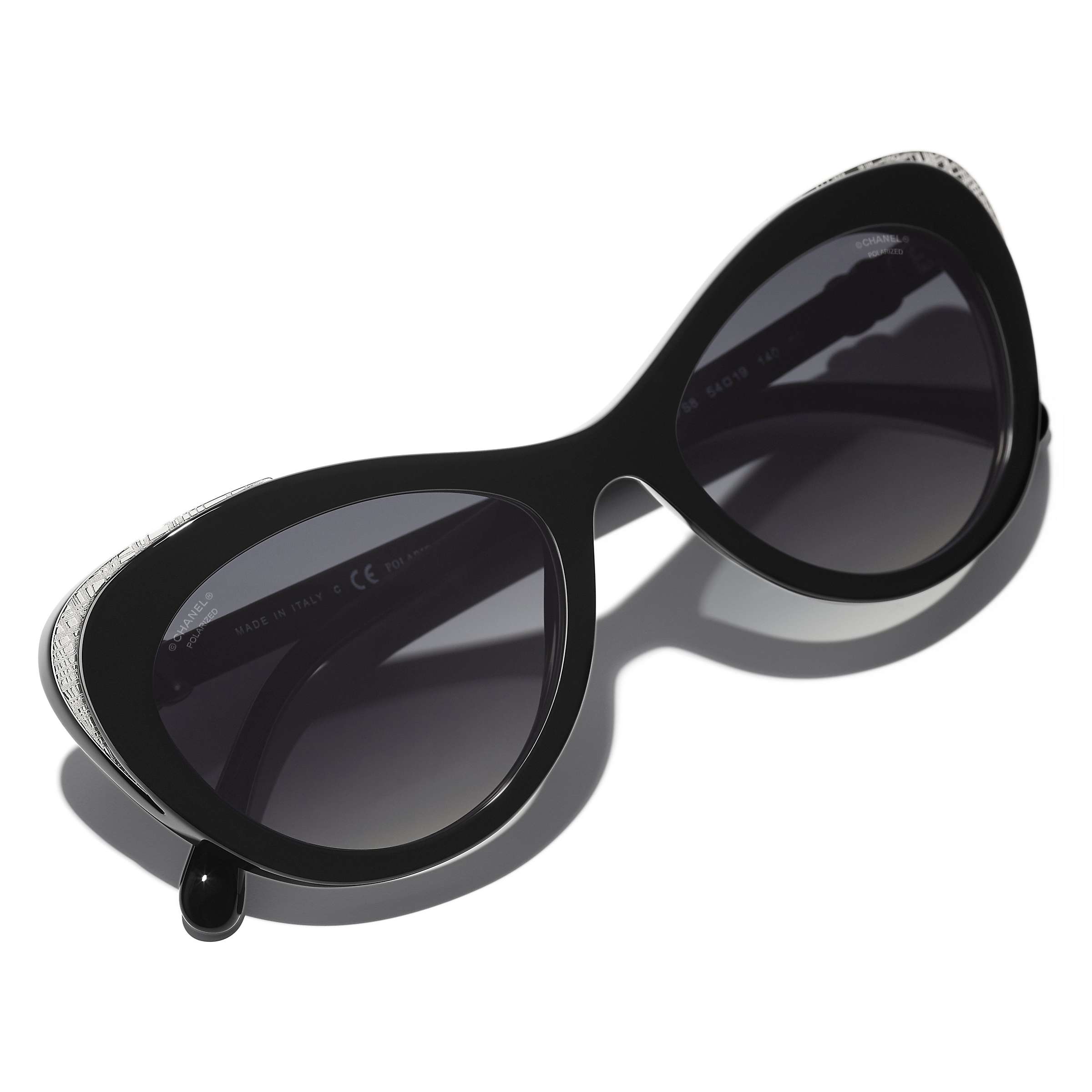 CHANEL Butterfly Sunglasses CH5432 Black/Grey Gradient at John Lewis