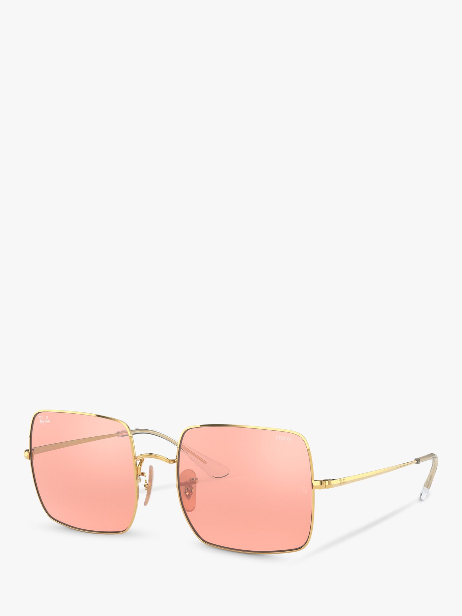 Ray-Ban RB1971 Unisex Square Sunglasses, Gold/Pink at John Lewis & Partners