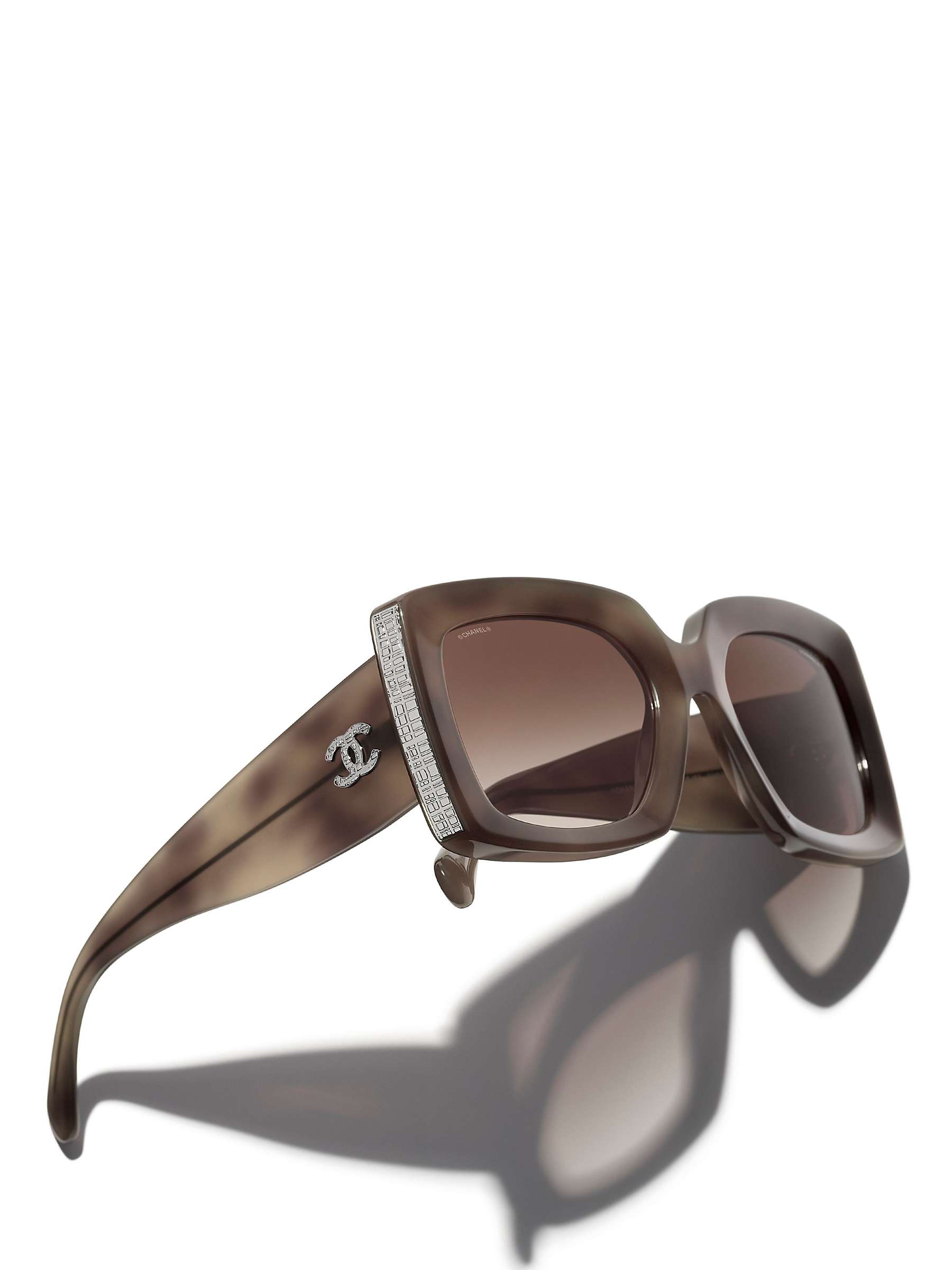 CHANEL Square Sunglasses CH5435 Brown at John Lewis & Partners