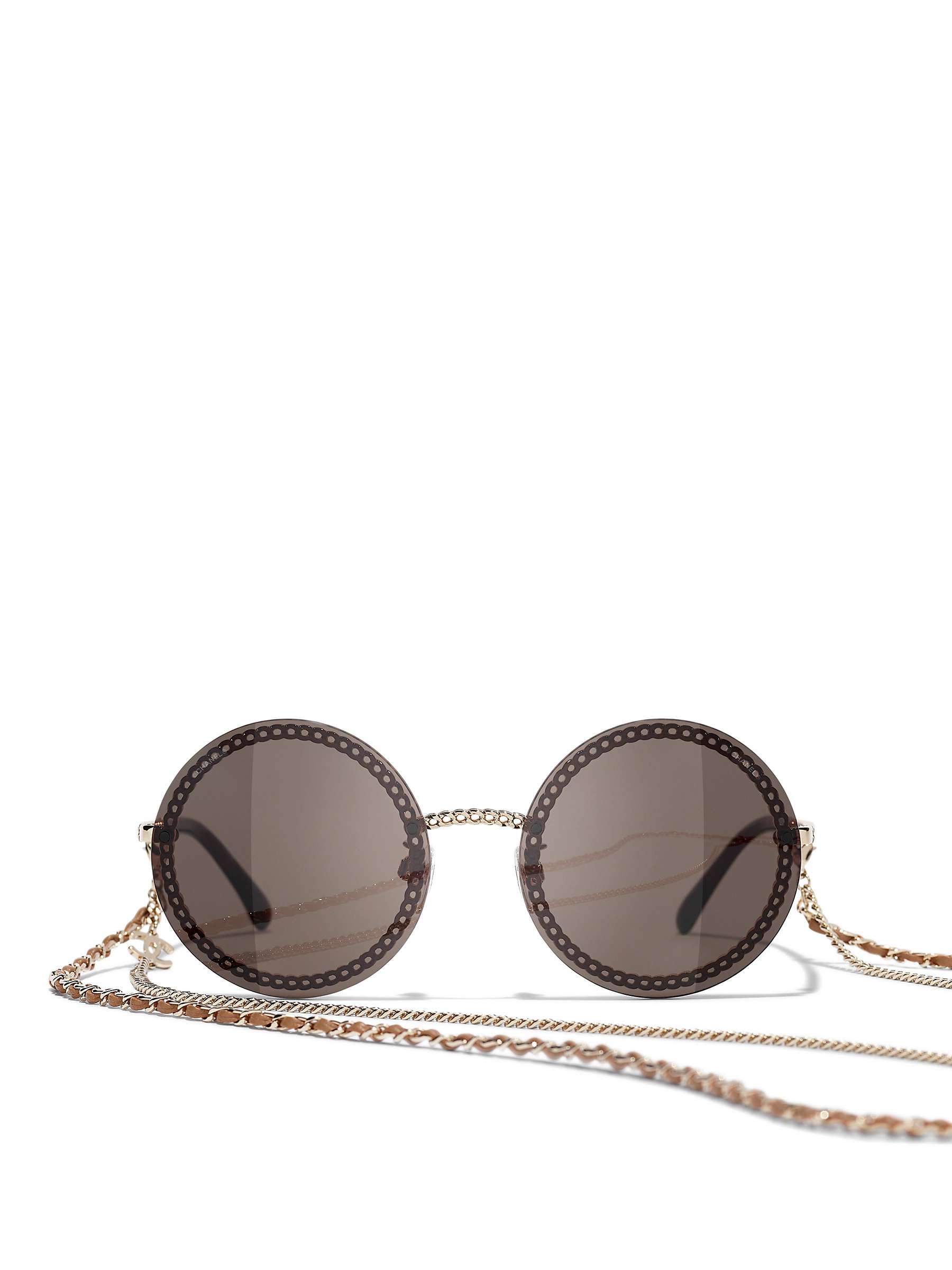Buy CHANEL Round Sunglasses CH4245 Pale Gold/Brown Online at johnlewis.com