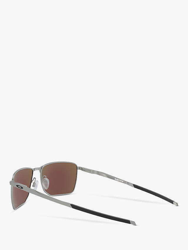 Oakley OO4142 Men's Ejector Prizm Rectangular Sunglasses, Satin Chrome/Sapphire