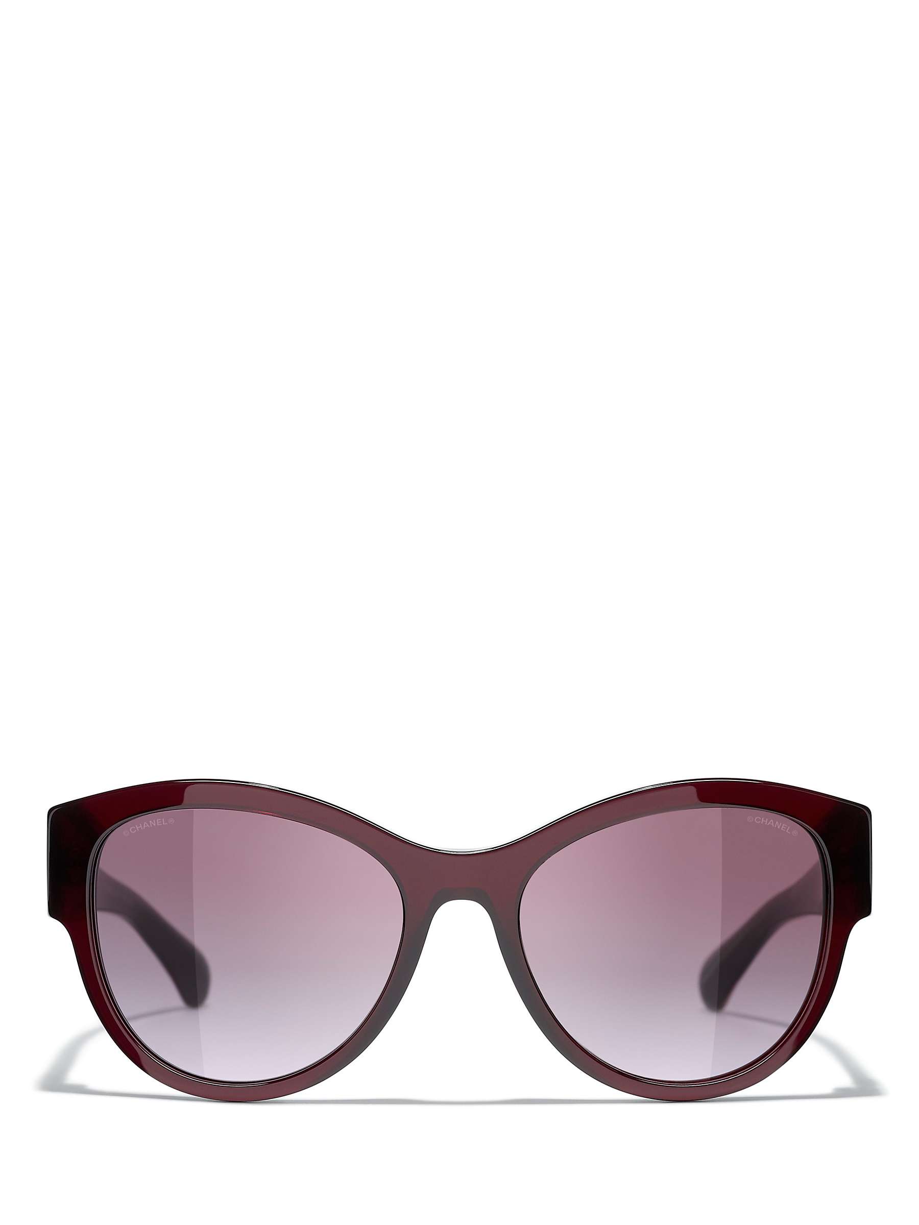 Buy CHANEL Oval Sunglasses CH5434 Dark Red/Pink Gradient Online at johnlewis.com