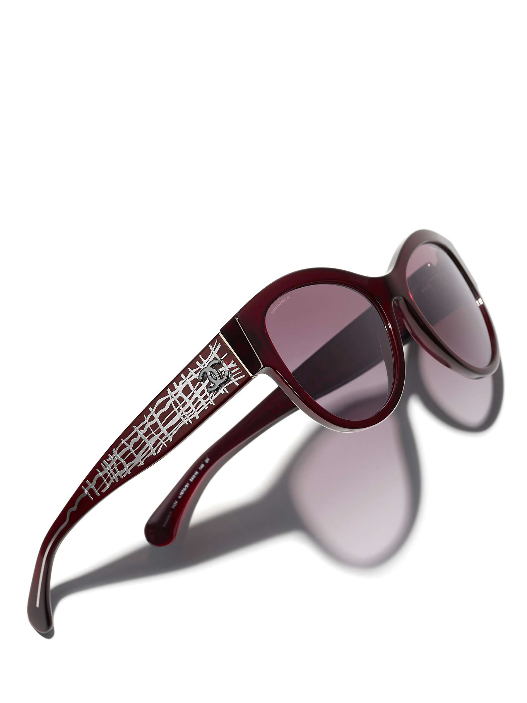 Buy CHANEL Oval Sunglasses CH5434 Dark Red/Pink Gradient Online at johnlewis.com