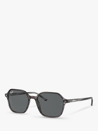 Ray-Ban RB2194 Unisex Square Sunglasses, Striped Grey/Grey