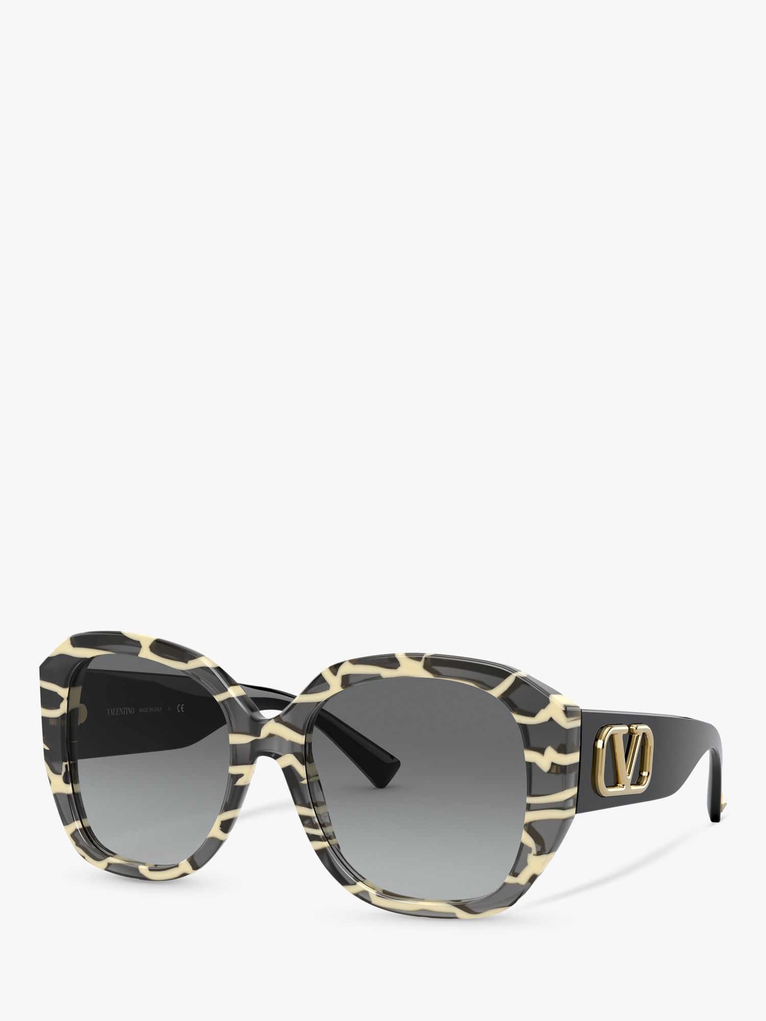 Valentino VA4079 Women's Butterfly Sunglasses, Black/White/Grey Gradient at John Lewis &
