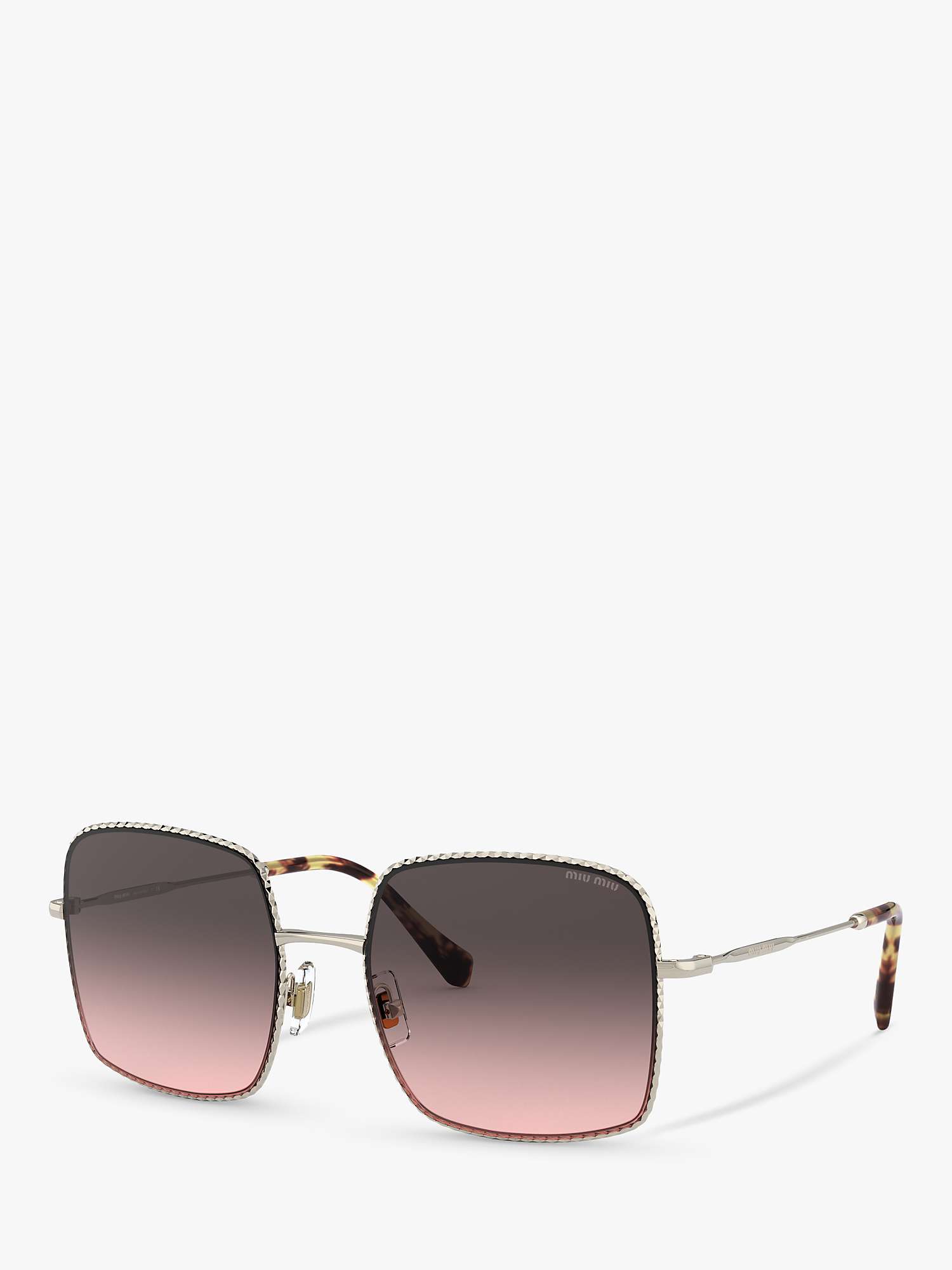 Buy Miu Miu MU 61VS Women's Rectangular Sunglasses, Pale Gold/Pink Grey Gradient Online at johnlewis.com